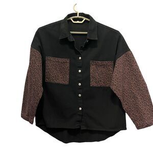 Denim Shacket Unbranded Women's Mixed Animal Print and Black  Oversized Size L